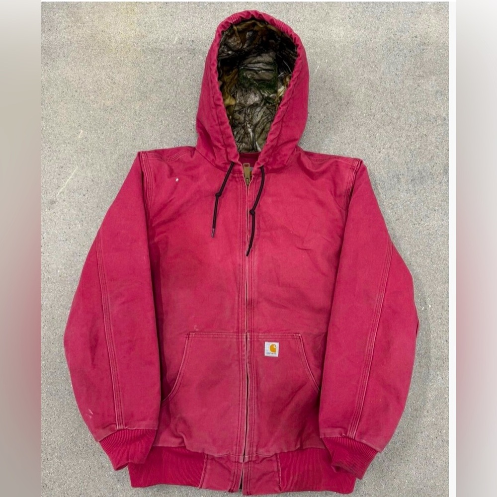 Carhartt hooded Women’s jacket-Crabapple Pink Quilted real tree lining